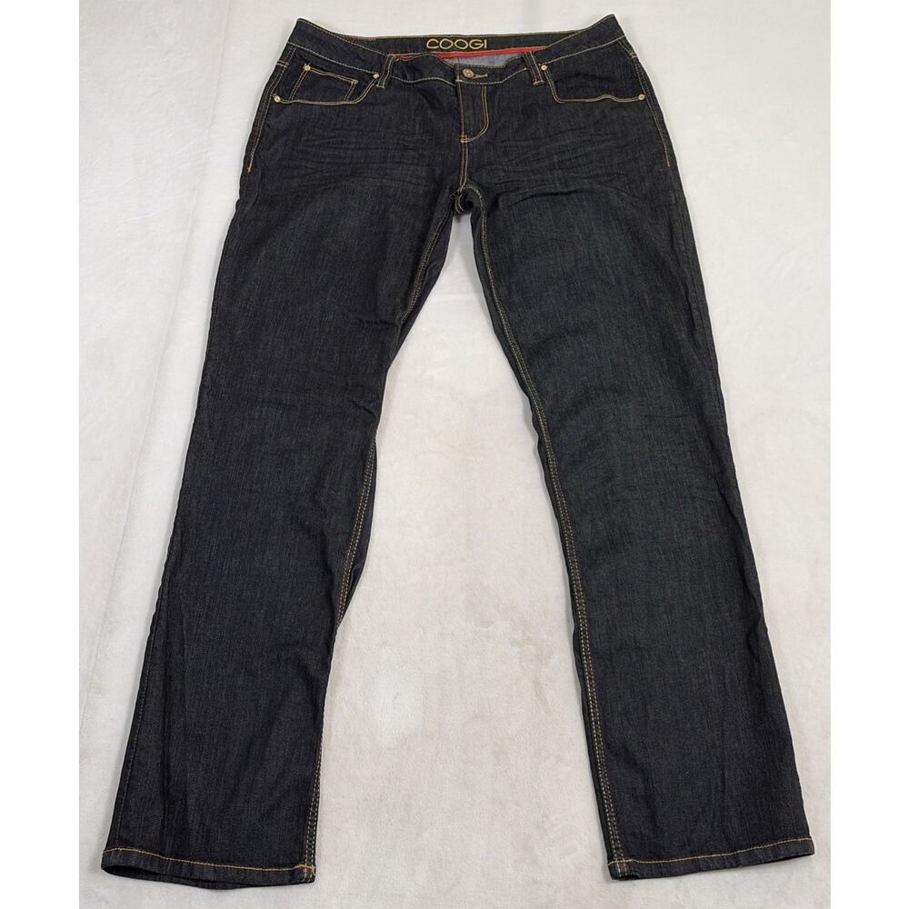 Coogi Womens Jeans Embroidered Gold/Green Sz 15/16 Dark Denim Benefits Charity